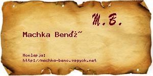 Machka Benő névjegykártya